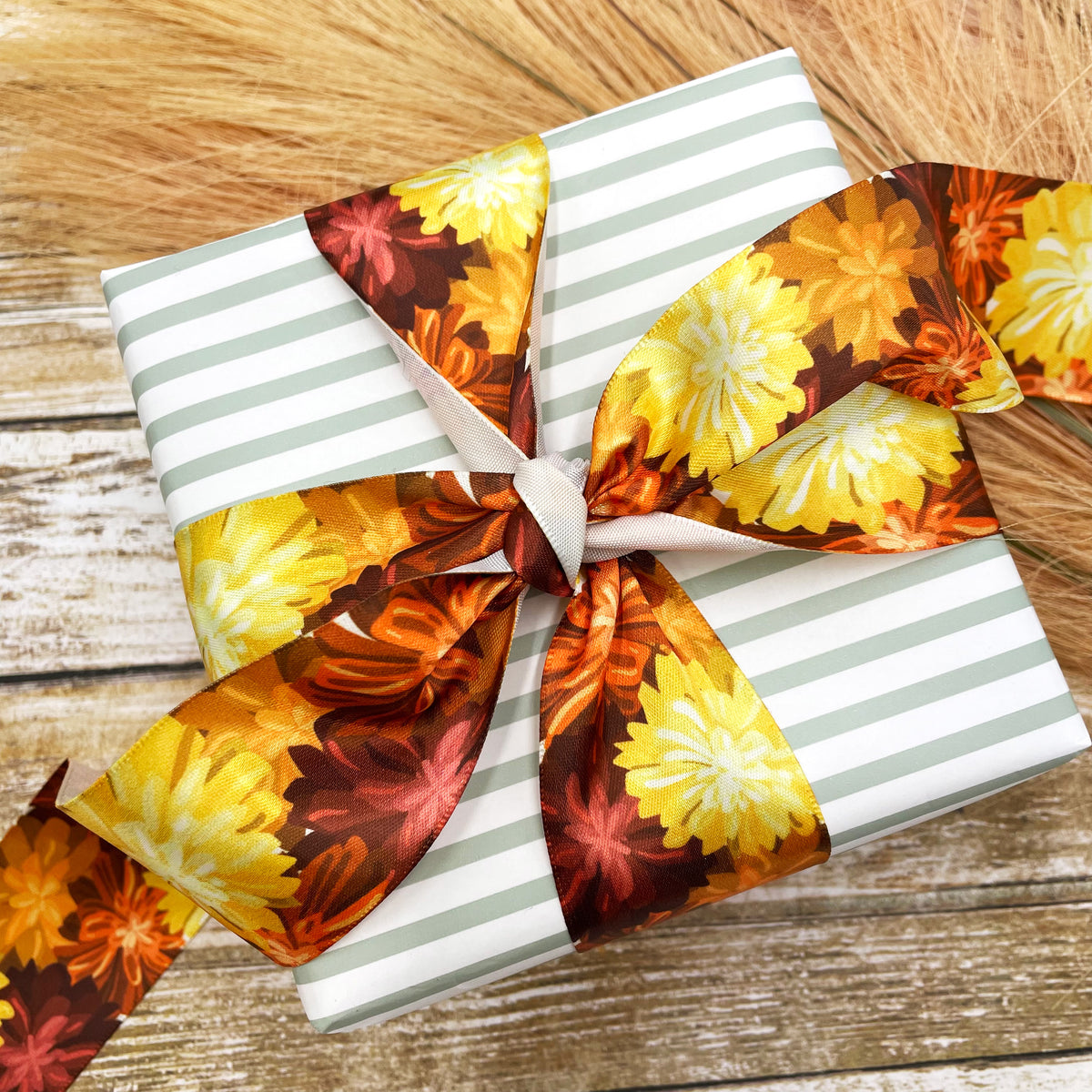 Latest designs, Fall Floral ribbon Mum blossoms for Fall decor and  Thanksgiving printed on 7/8 and 1.5 white satin Ribbon by Design Cheap  Sale . Shop now and get fast shipping