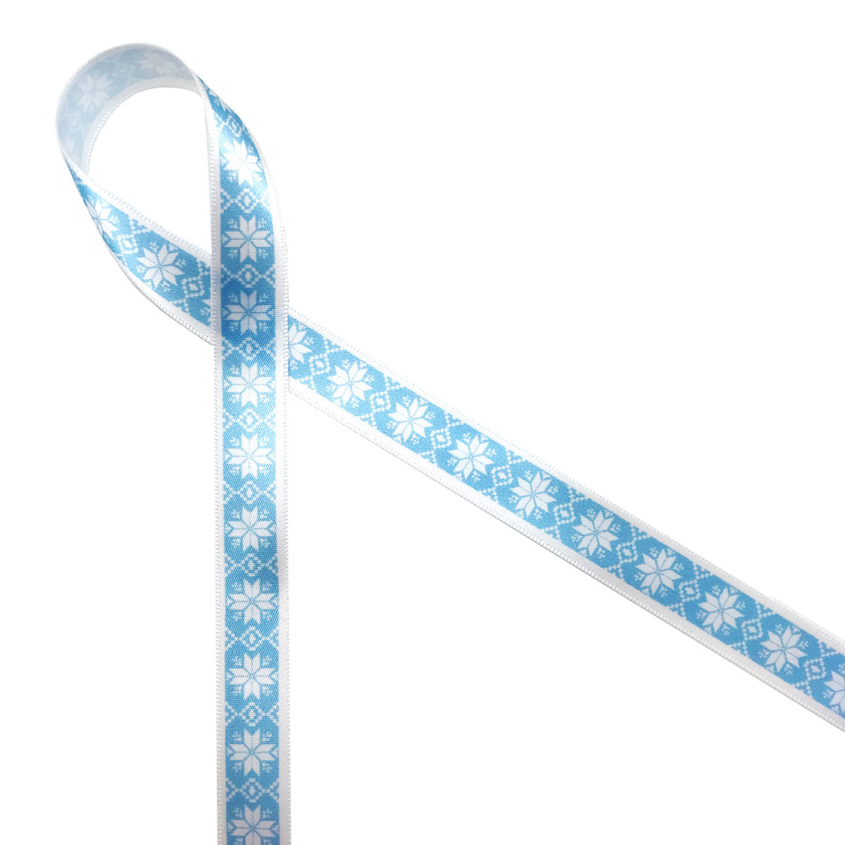 Snowflakes Ribbon in blue on 7/8 Ice Blue Single Face Satin Ribbon
